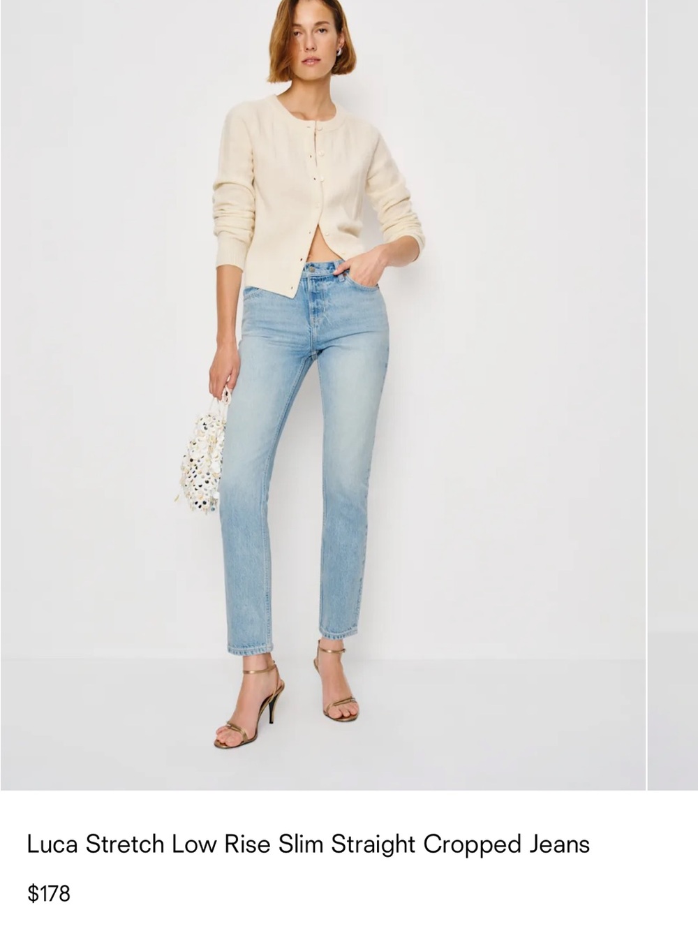 Reformation Light Blue Slim Straight Cropped Jeans